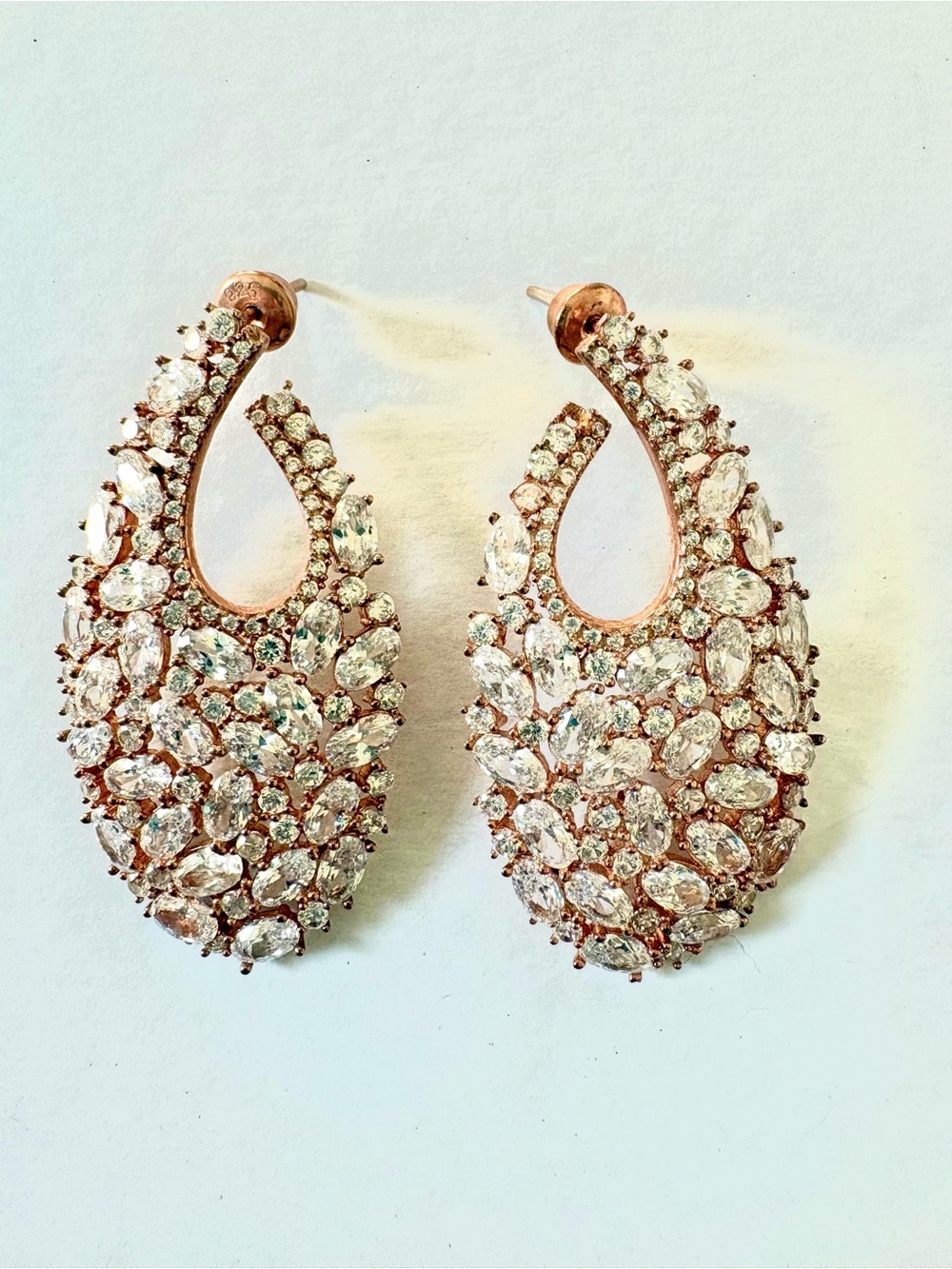 Lux Rose Gold Crystal Cluster Pierced Earrings  NEW!